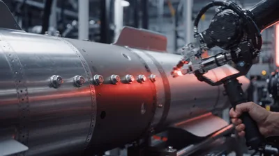 Robotic Laser Welding Tool Working On Metal Component