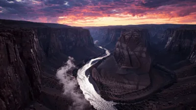 Aerial View Of Horseshoe Bend At Sunset