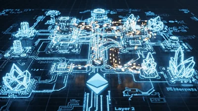 Ethereum Blockchain Network Digital Circuit Board Animation