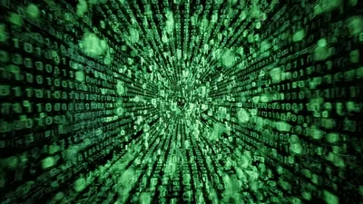 Digital DNA Helix Transforming Into Binary Code Tunnel