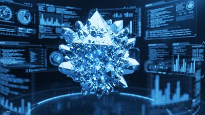 Ethereum Coin Transforming Into A Crystal Geometric Structure