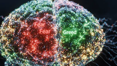Digital Brain Visualizing Market Fear And Greed Sentiment