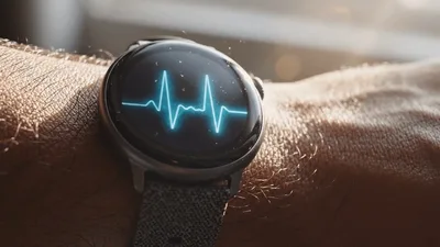 Smartwatch Displaying Real Time Heart Rate Monitor Graph