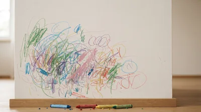 Crayon Scribbles On A White Interior Wall