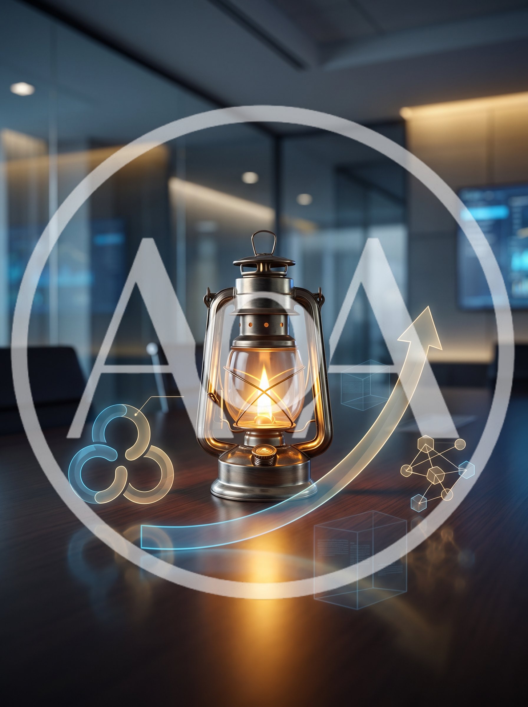 Vintage Lantern With Digital Data Visualization Overlays