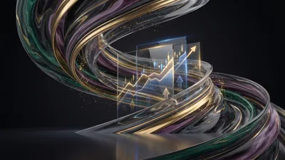 Abstract Financial Growth Chart With Swirling Marble Elements
