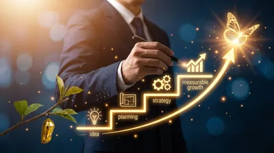 Business Growth Concept With Digital Transformation Butterfly