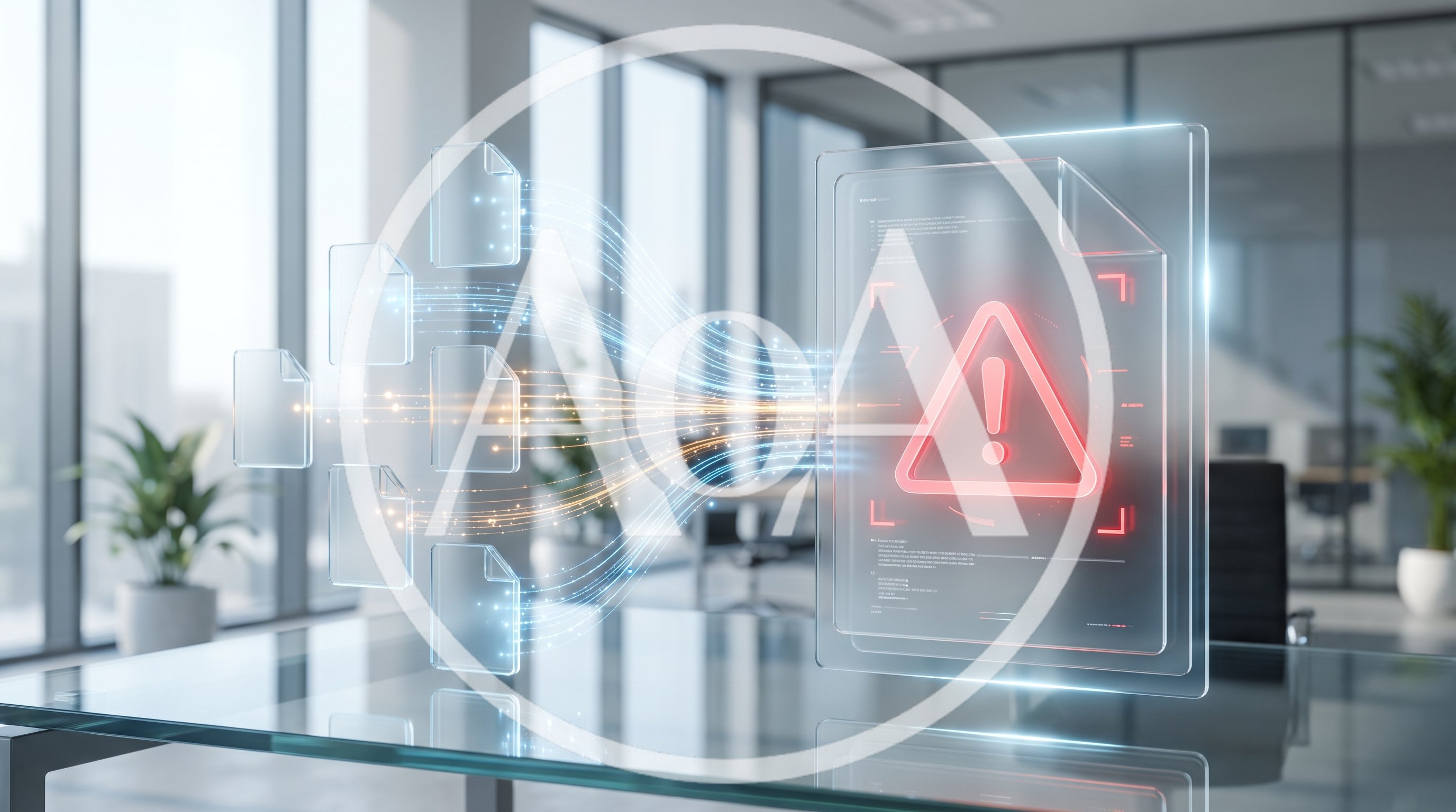Digital Data Processing With Warning Alert Icon