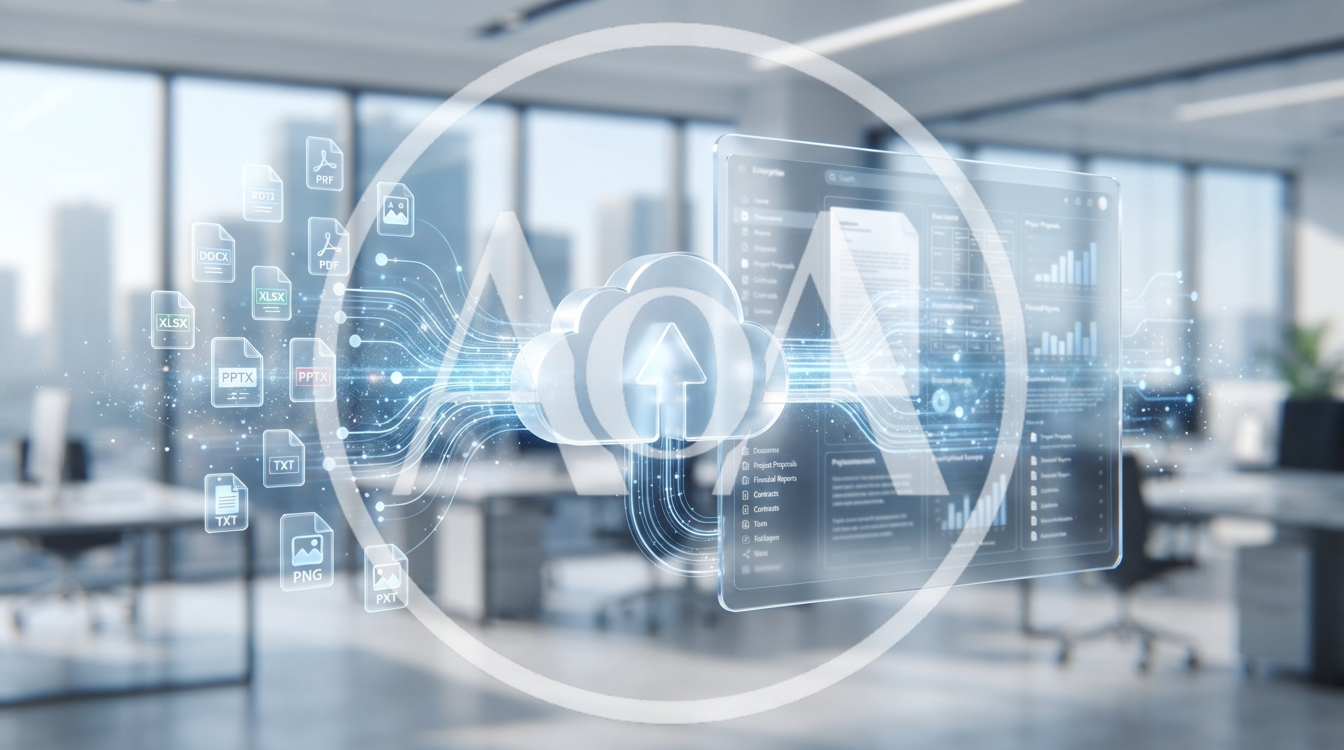 Digital Cloud Data Upload Interface In Modern Office