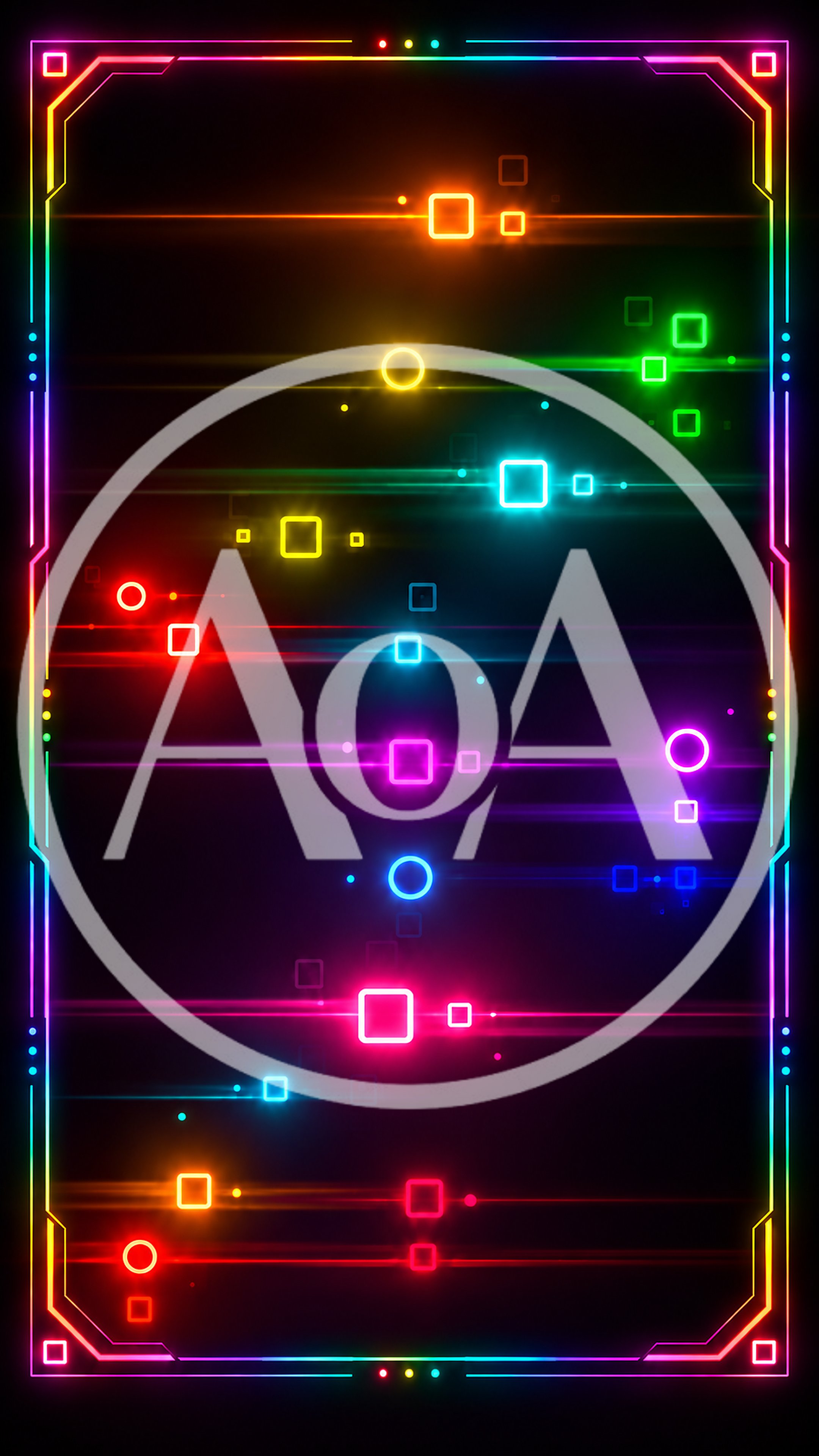 Neon Abstract Background With Glowing Geometric Shapes