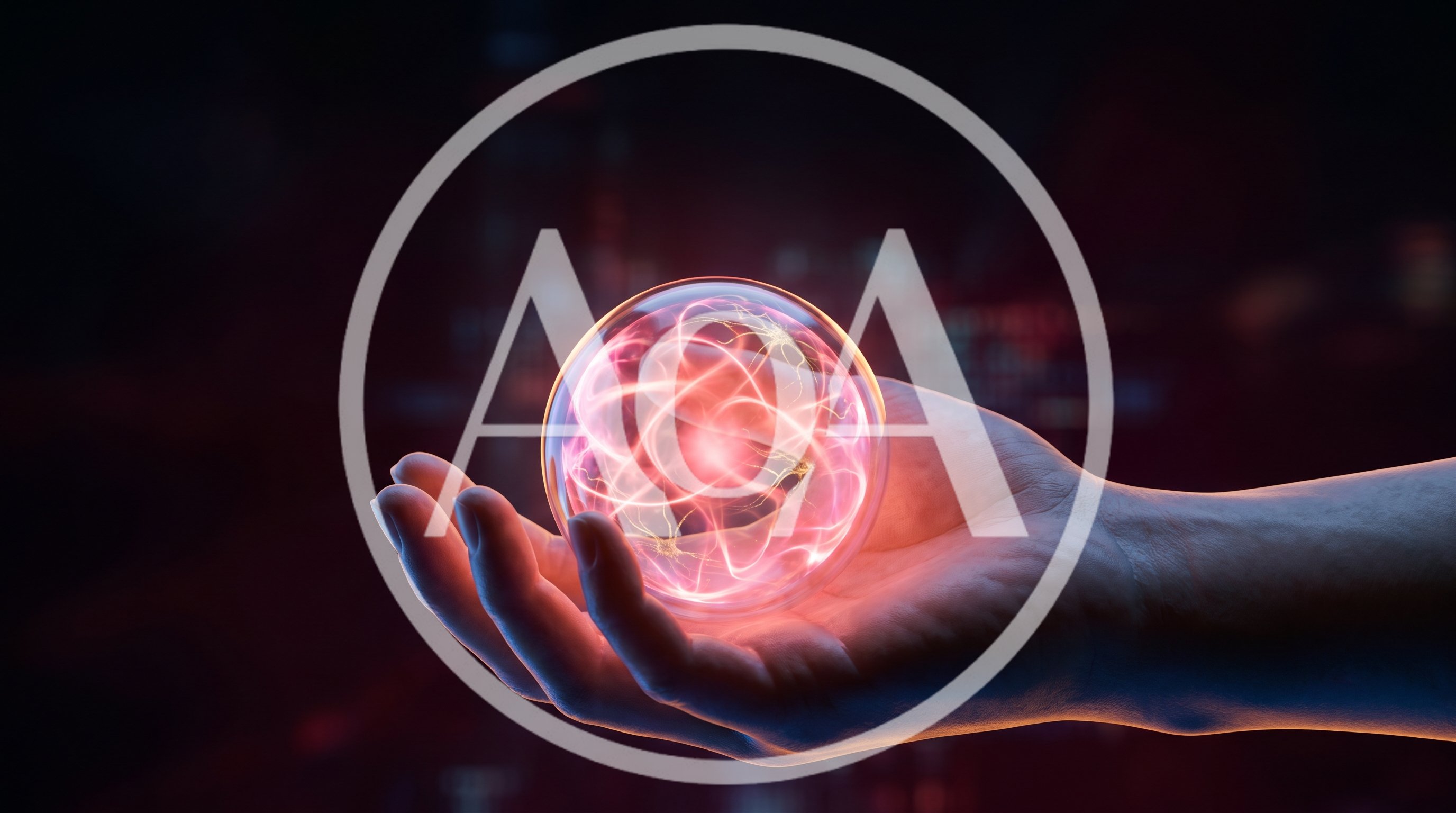 Human Hand Holding Glowing Neural Network Sphere