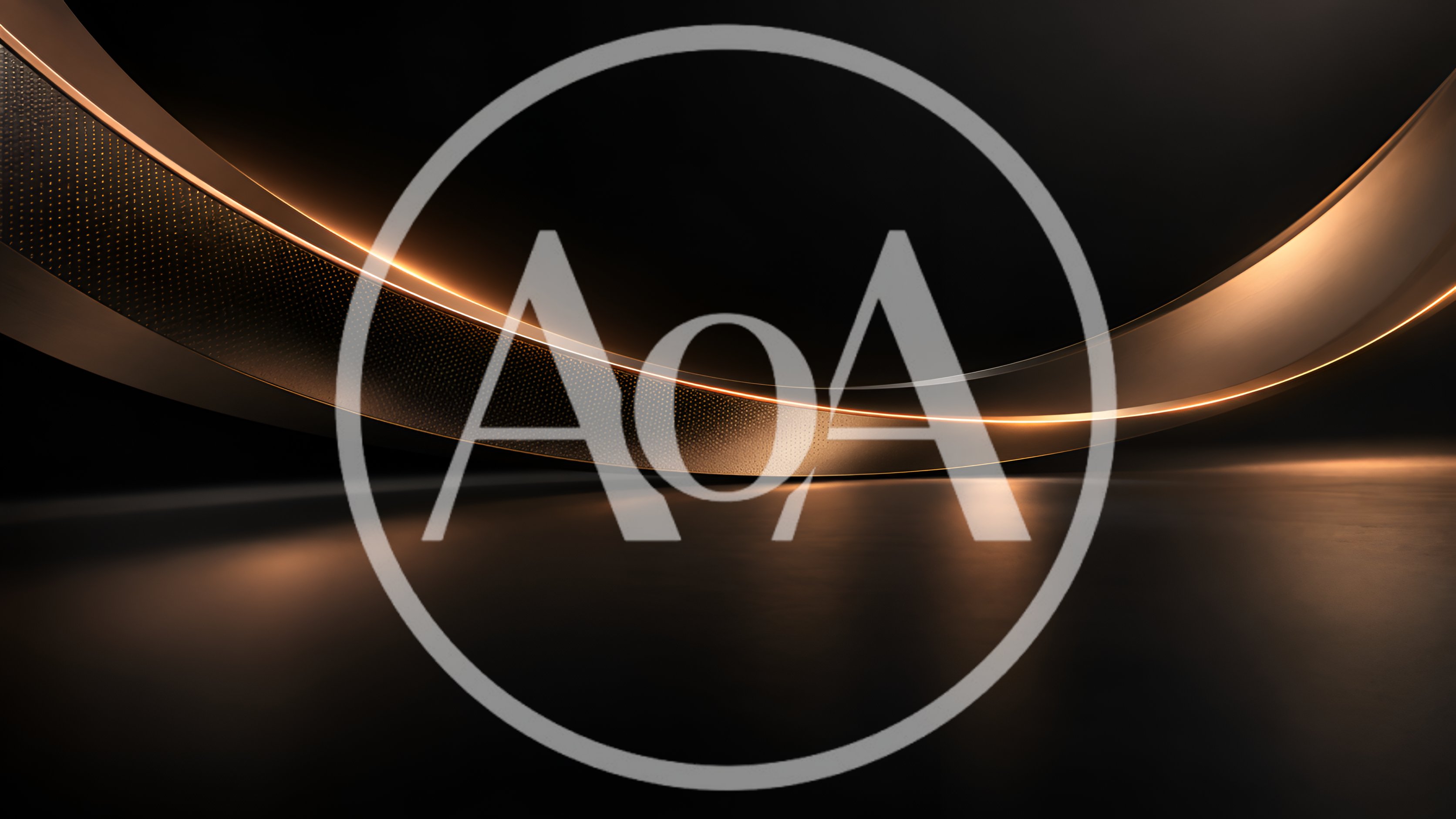 Abstract Curved Metallic Structure With Golden Lighting