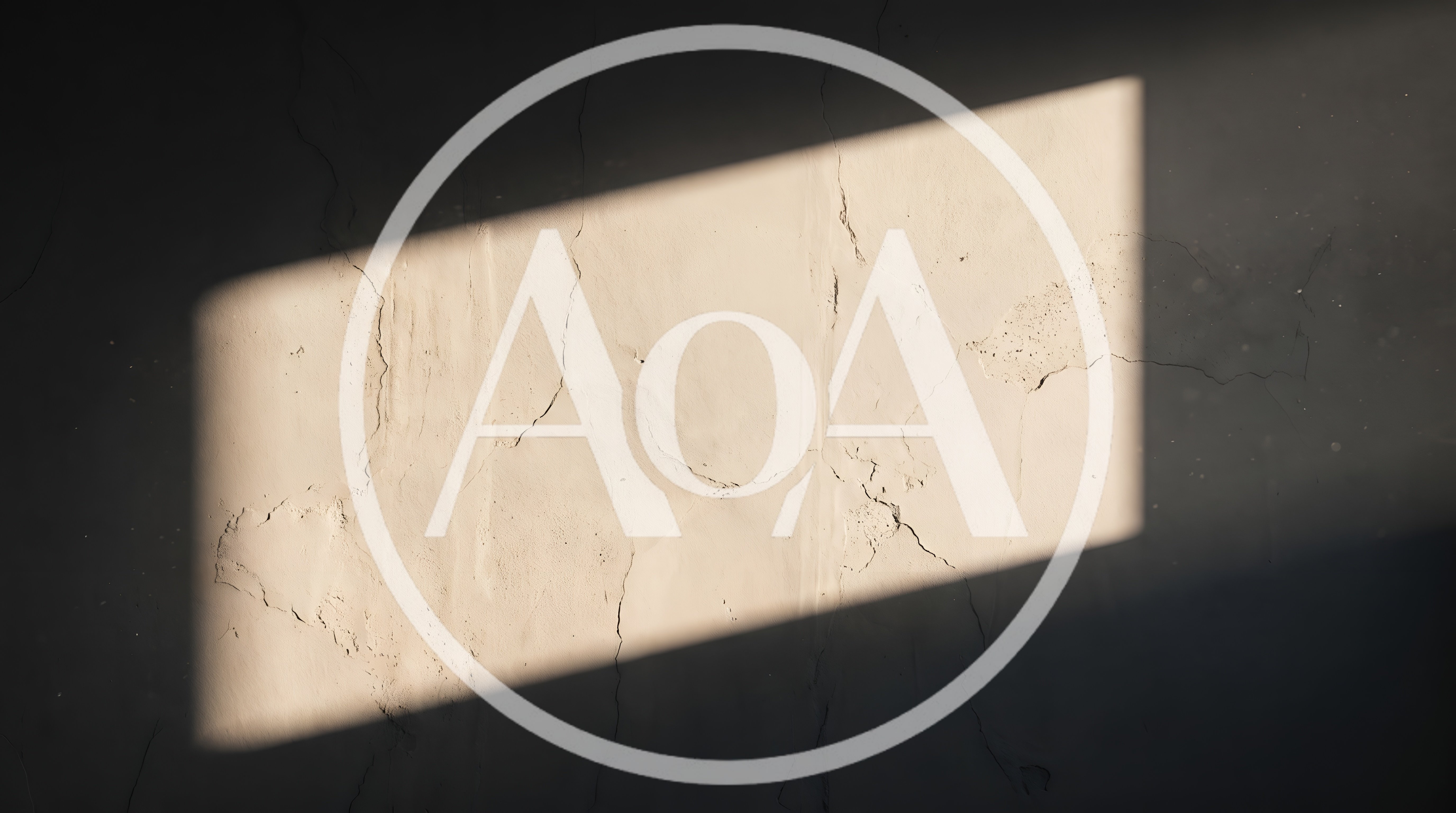 Sunlight Beam Casting Rectangular Shape On Cracked Wall