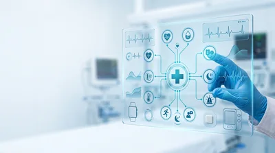 Doctor Interacting With Futuristic Medical Data Interface