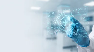 Doctor Interacting With Futuristic Medical Holographic Interface