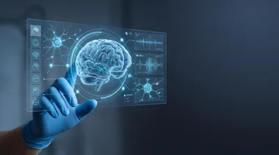 Doctor Interacting With Digital Brain Interface