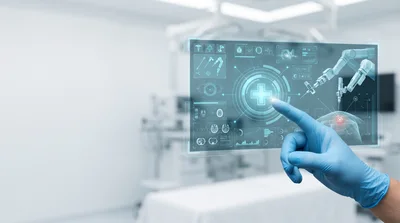Surgeon Interacting With Robotic Surgery Interface