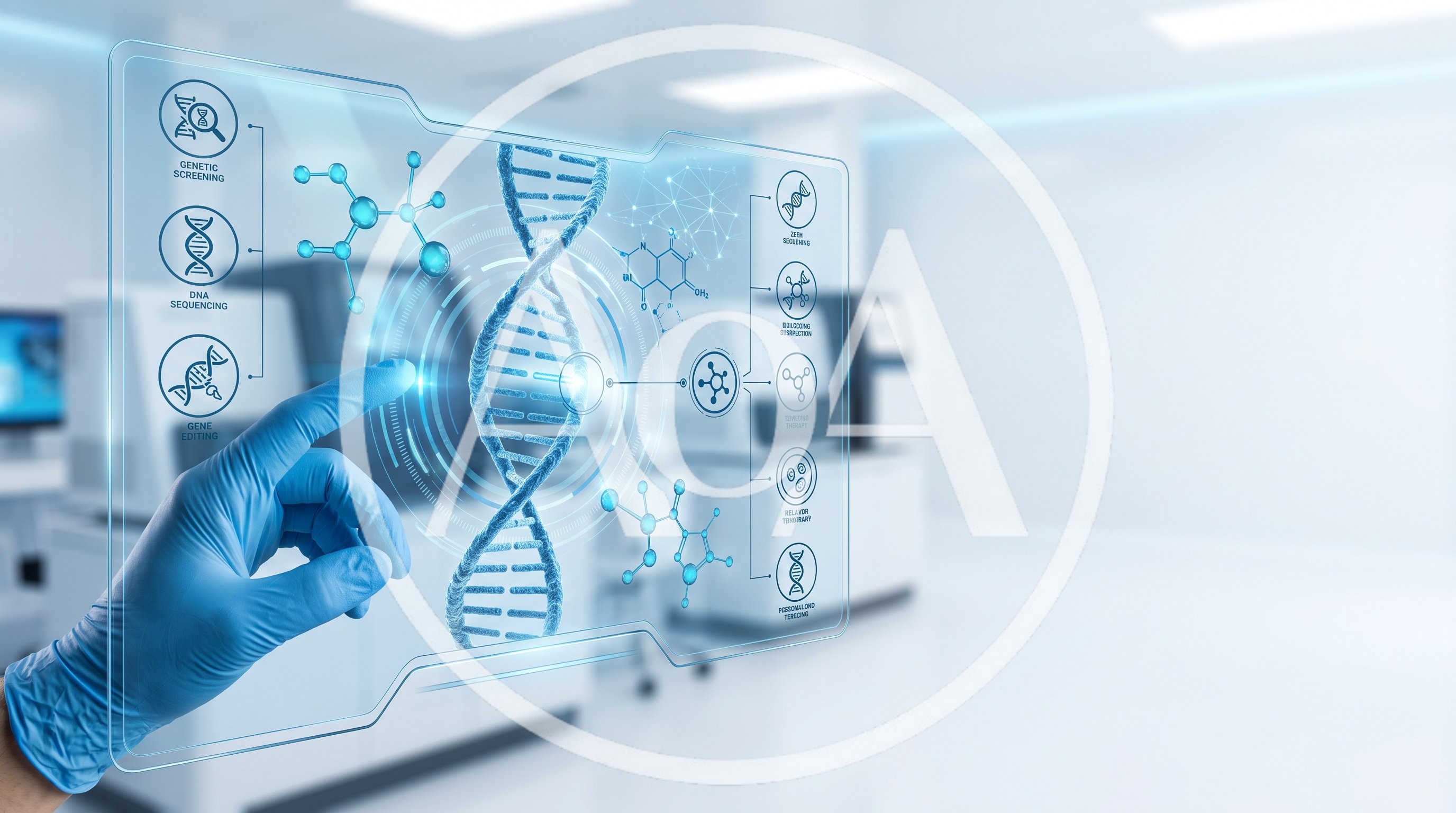 Scientist Interacting With Digital DNA Interface
