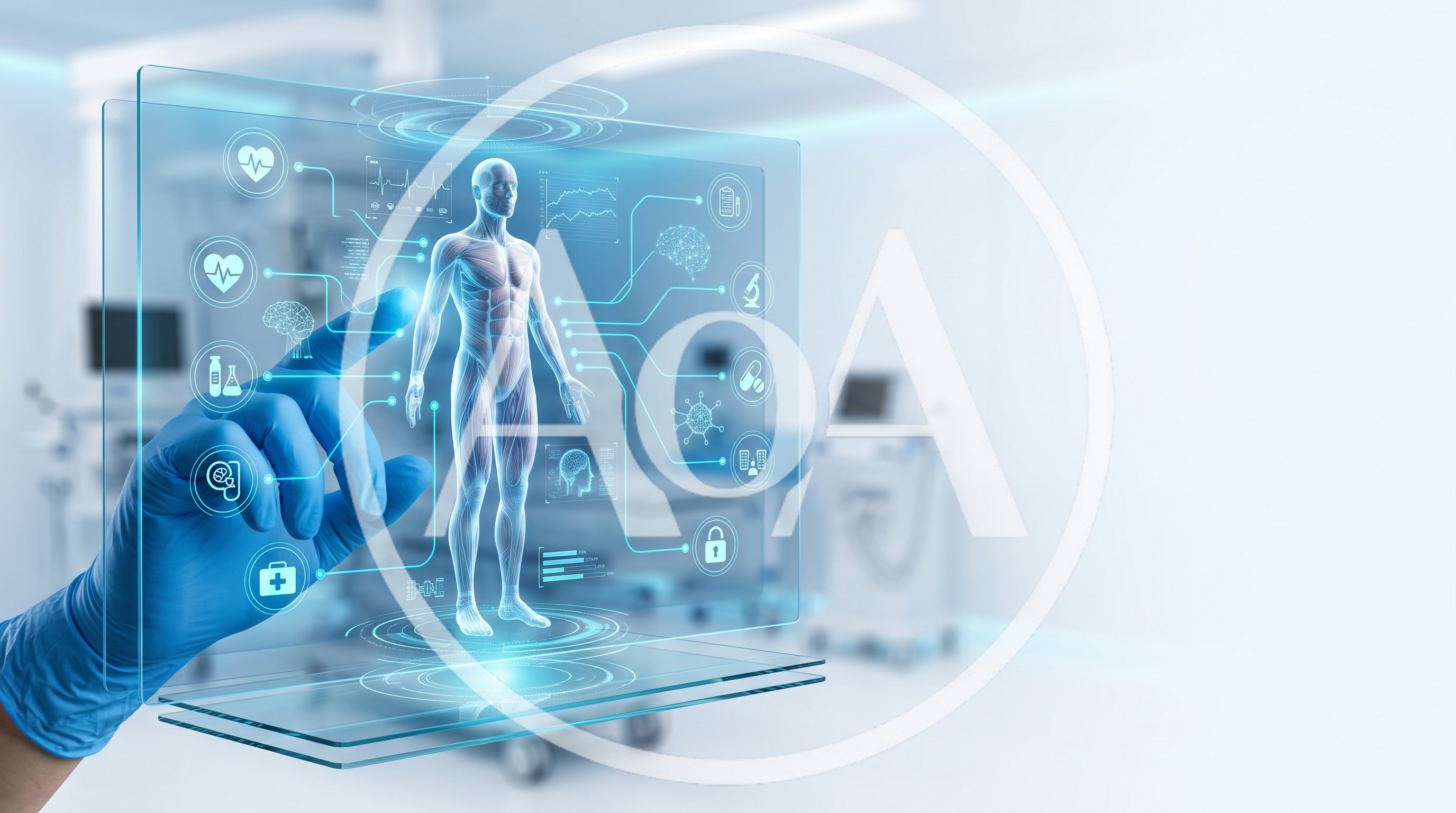 Doctor Interacting With Holographic Human Anatomy Interface