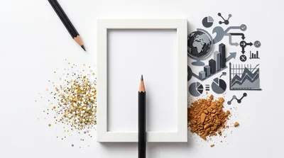 Business Concept With Frame Pencils And Data Icons