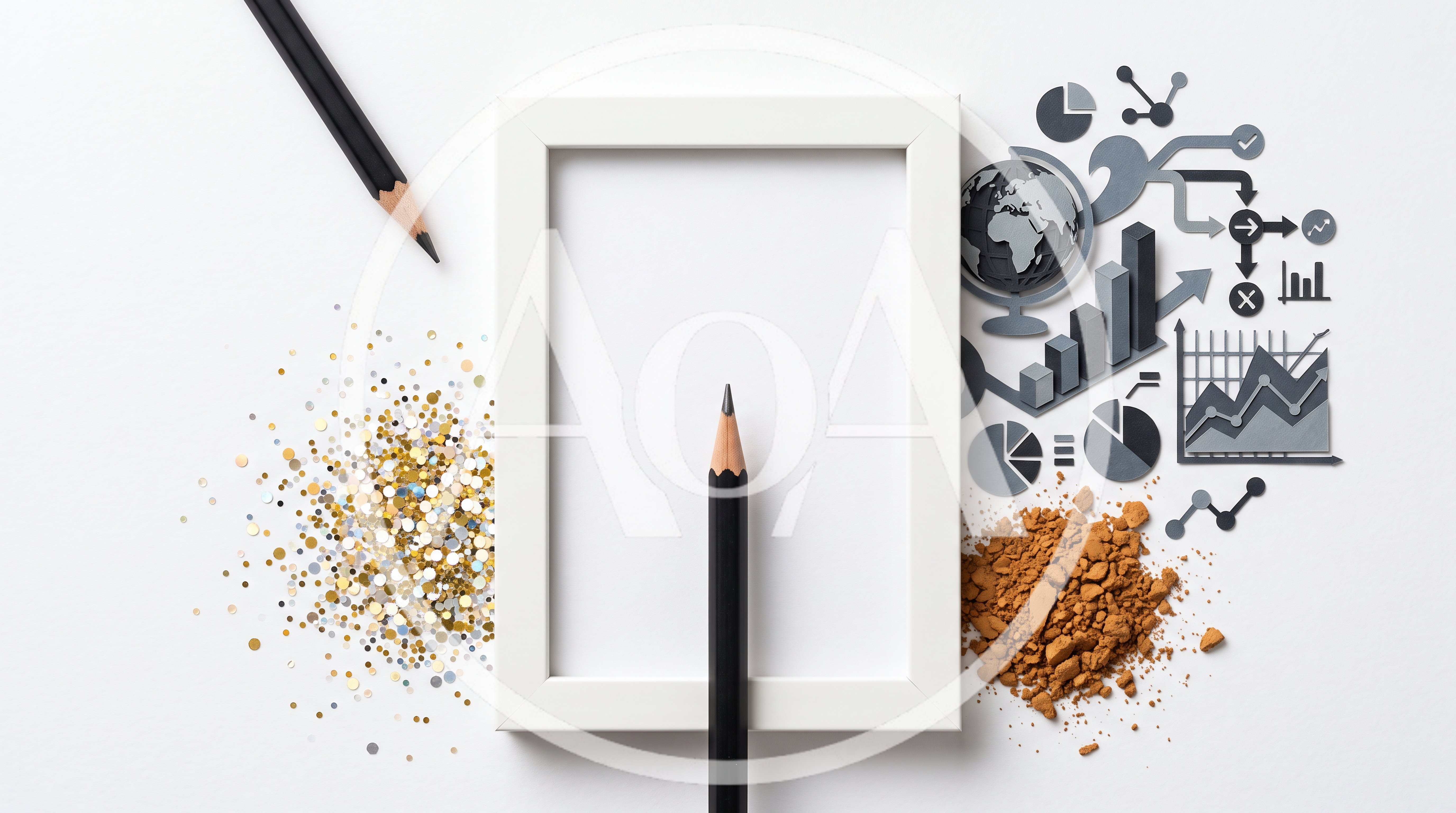 Business Concept With Frame Pencils And Data Icons