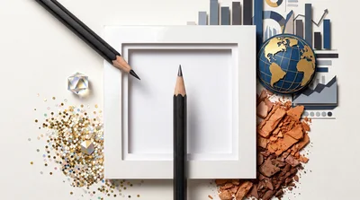 Creative Workspace Concept With Pencils And Business Graphics