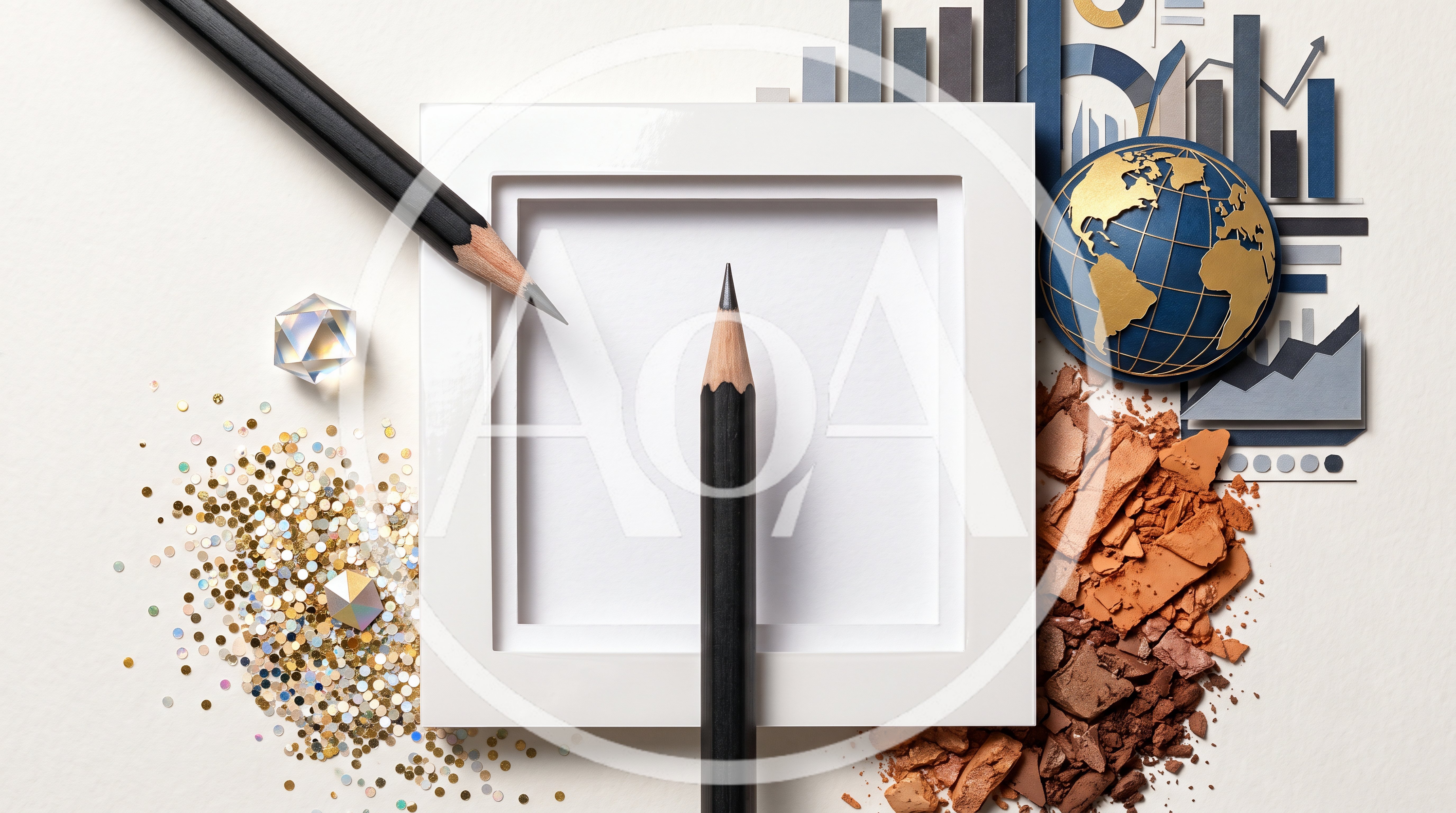Creative Workspace Concept With Pencils And Business Graphics