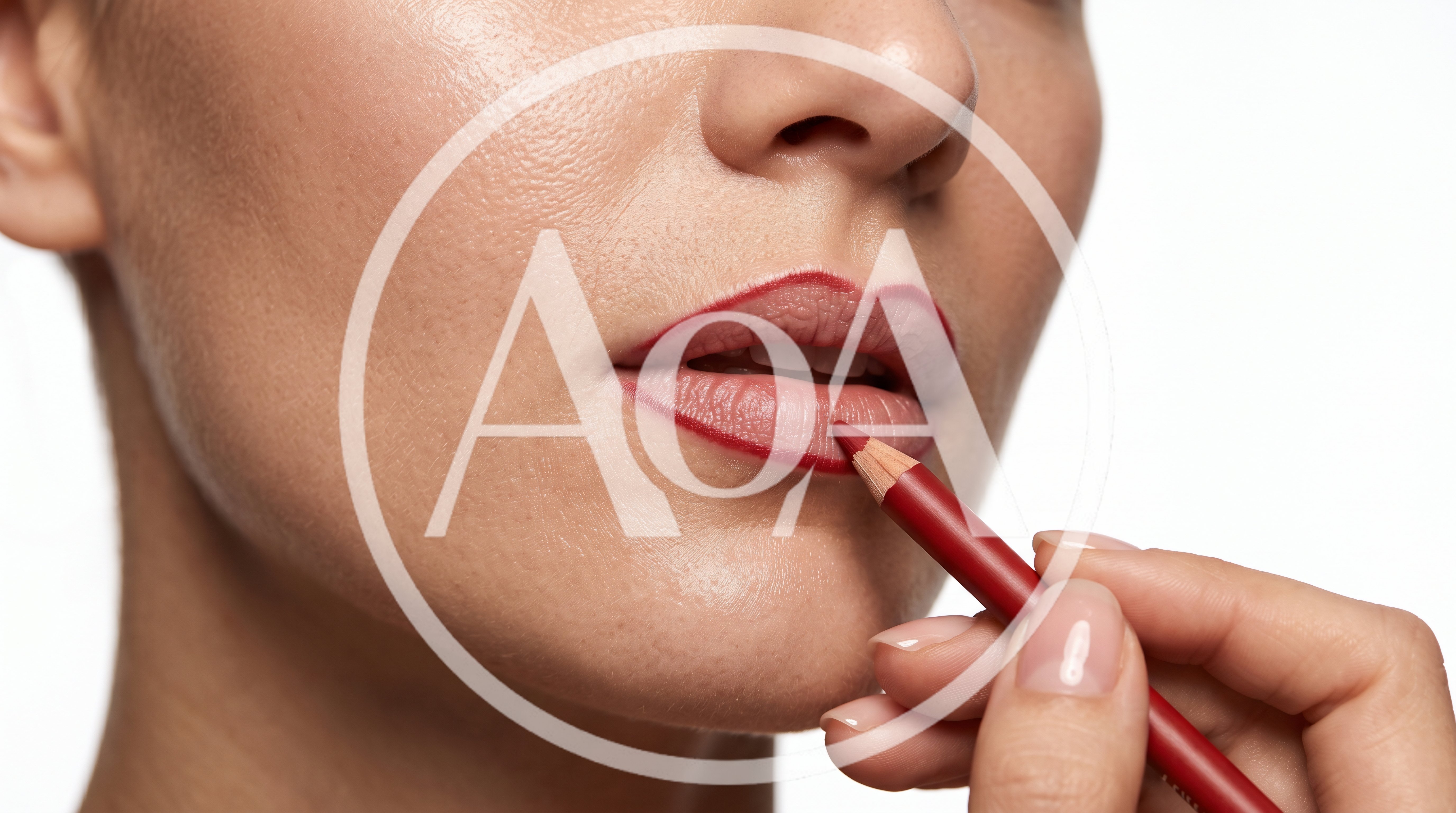 Professional Makeup Artist Applying Red Lip Liner
