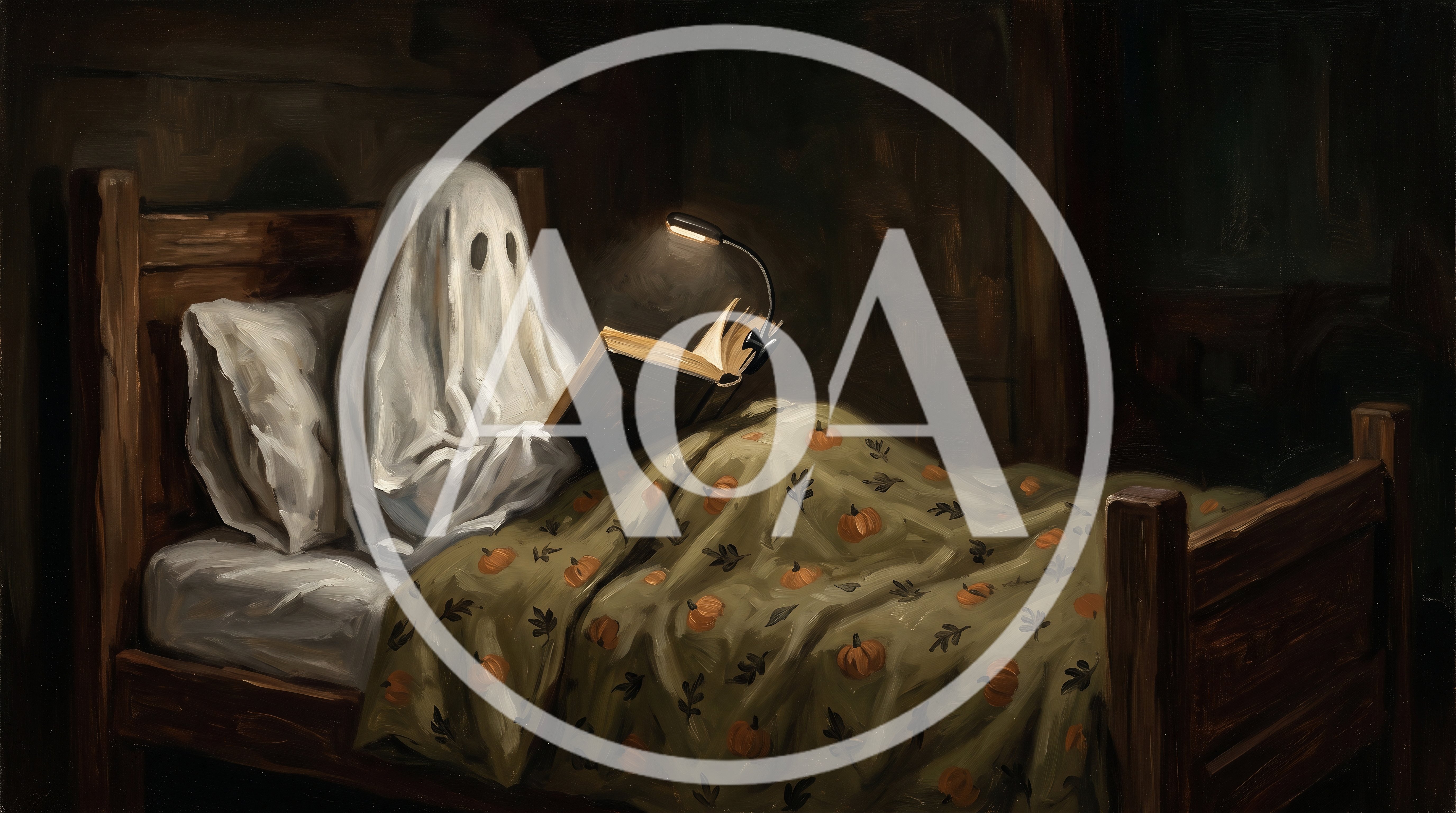Ghost Reading A Book In Bed At Night
