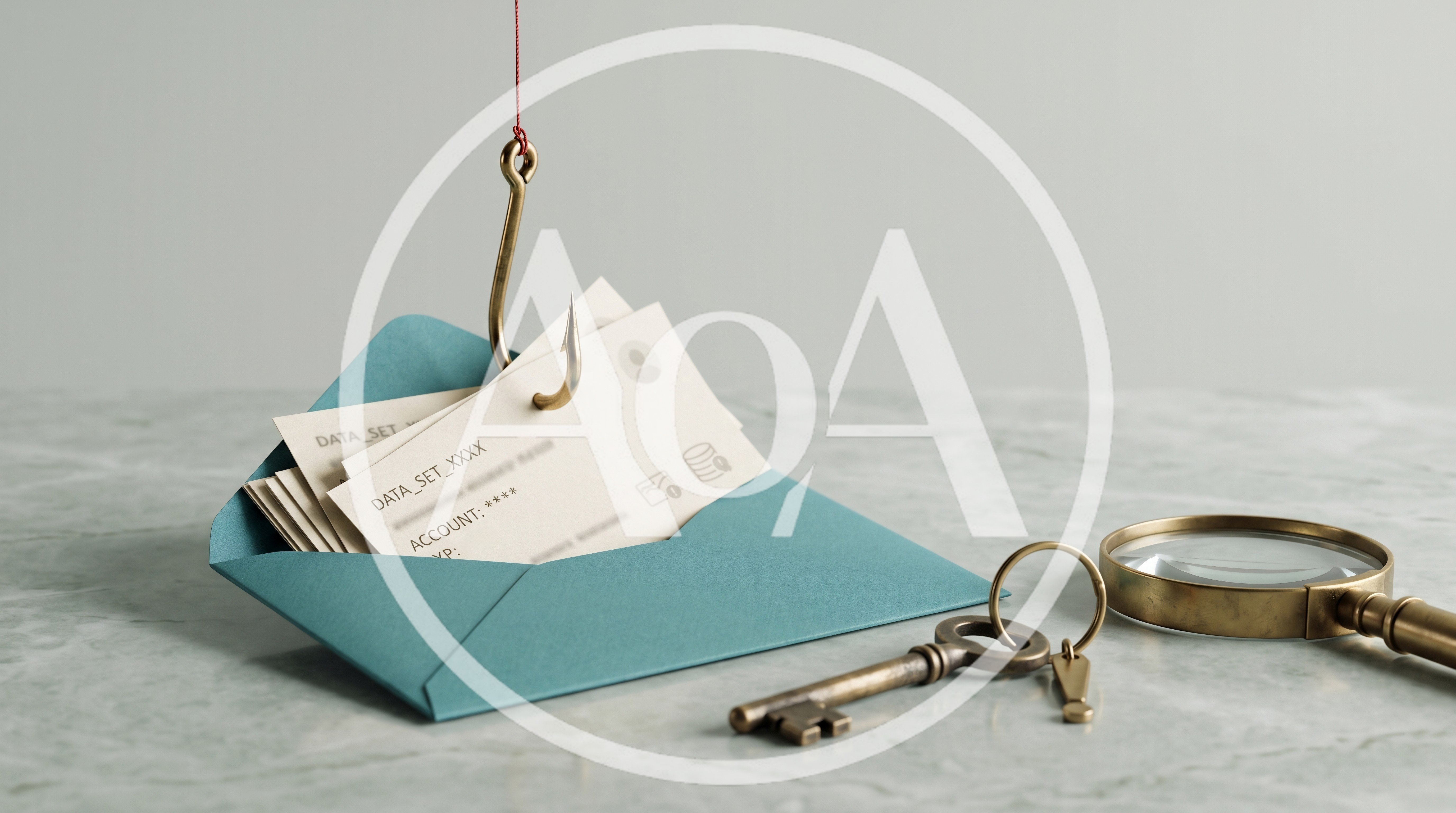 Fishing Hook Pulling Sensitive Data From Blue Envelope