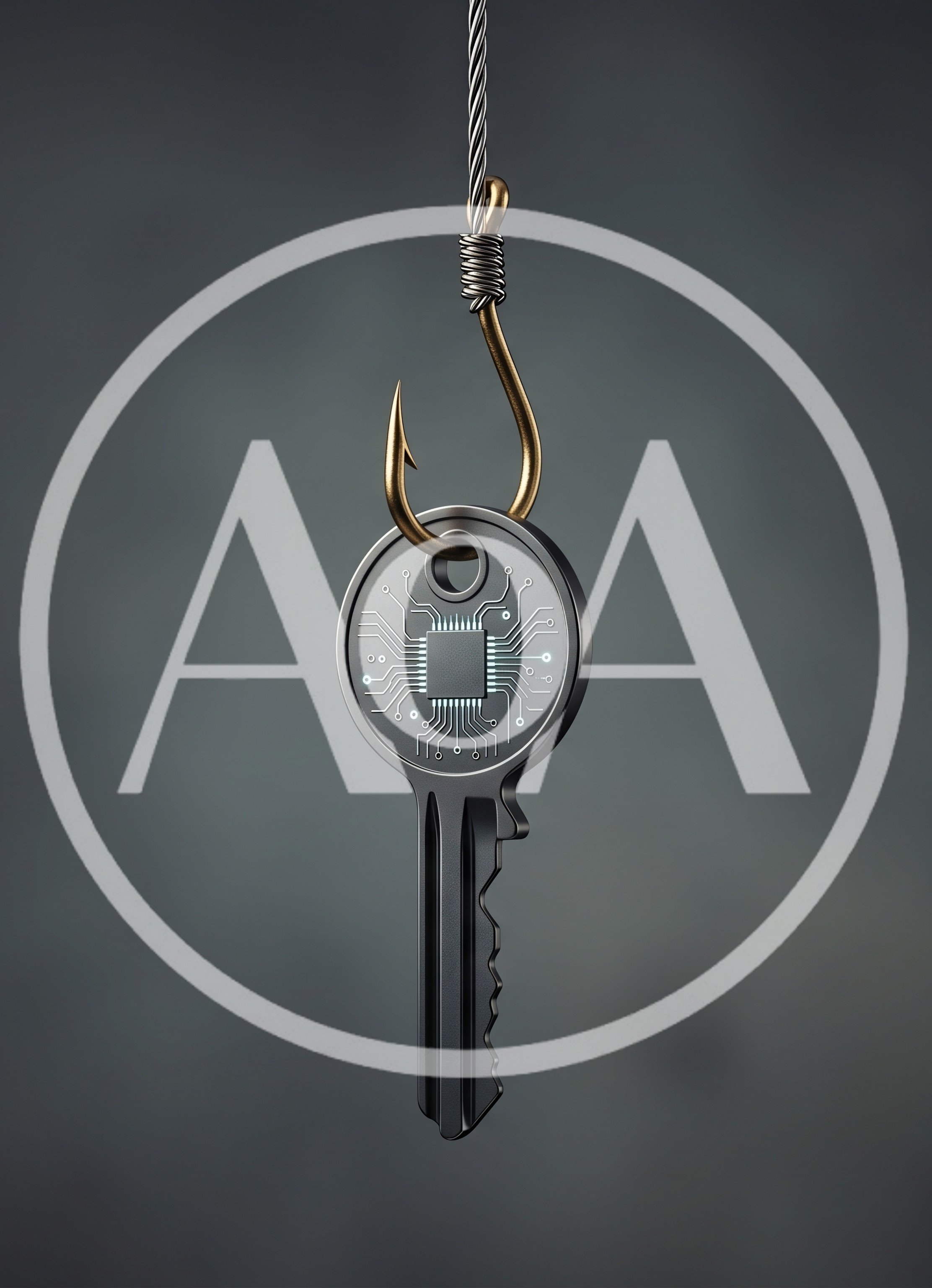 Digital Security Key Hooked On A Fishing Line