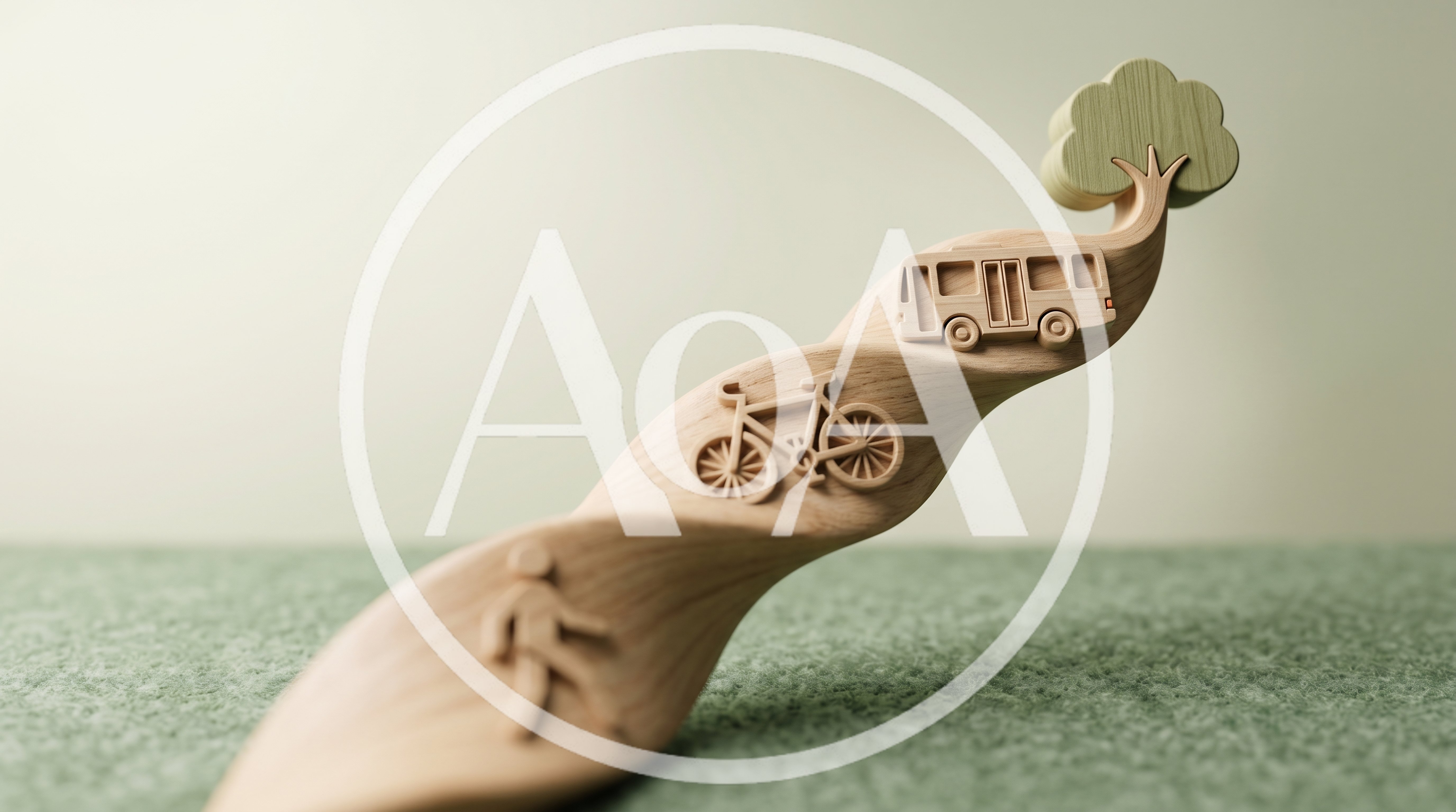 Wooden Sculpture Representing Sustainable Transportation and Nature