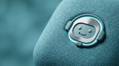 Close Up Of A Smart Speaker Robot Logo