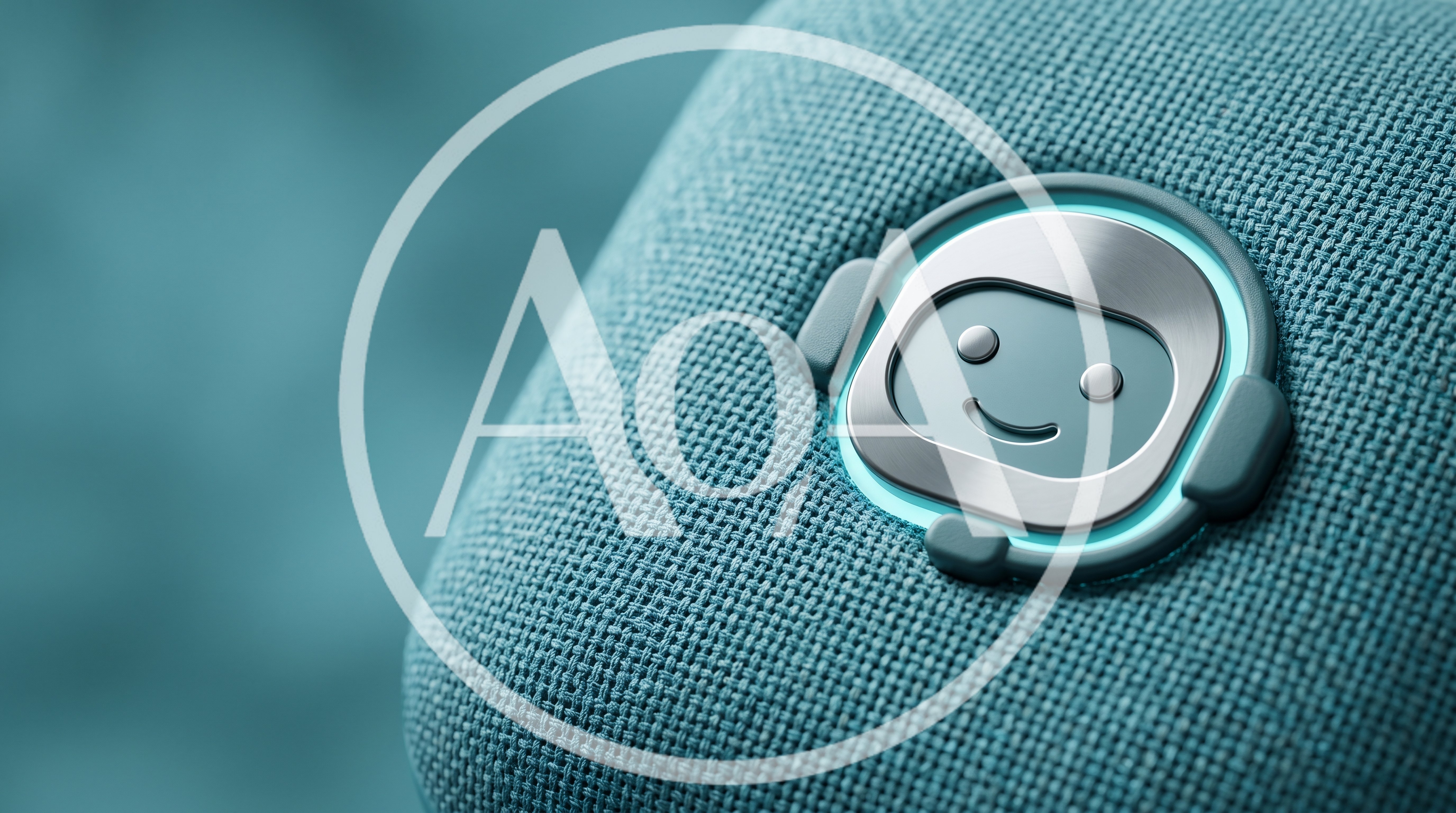 Close Up Of A Smart Speaker Robot Logo