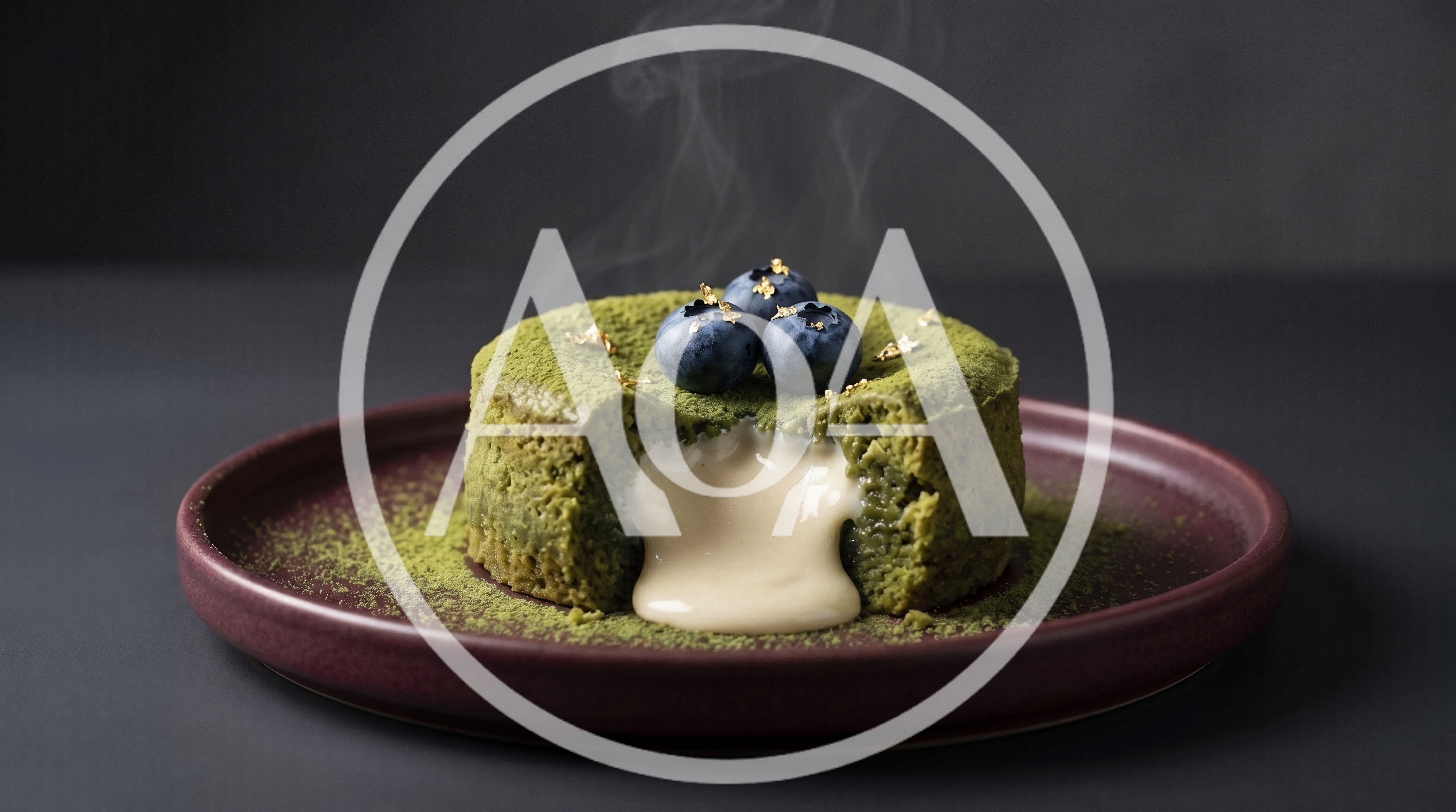 Matcha Lava Cake With Creamy Center And Blueberries