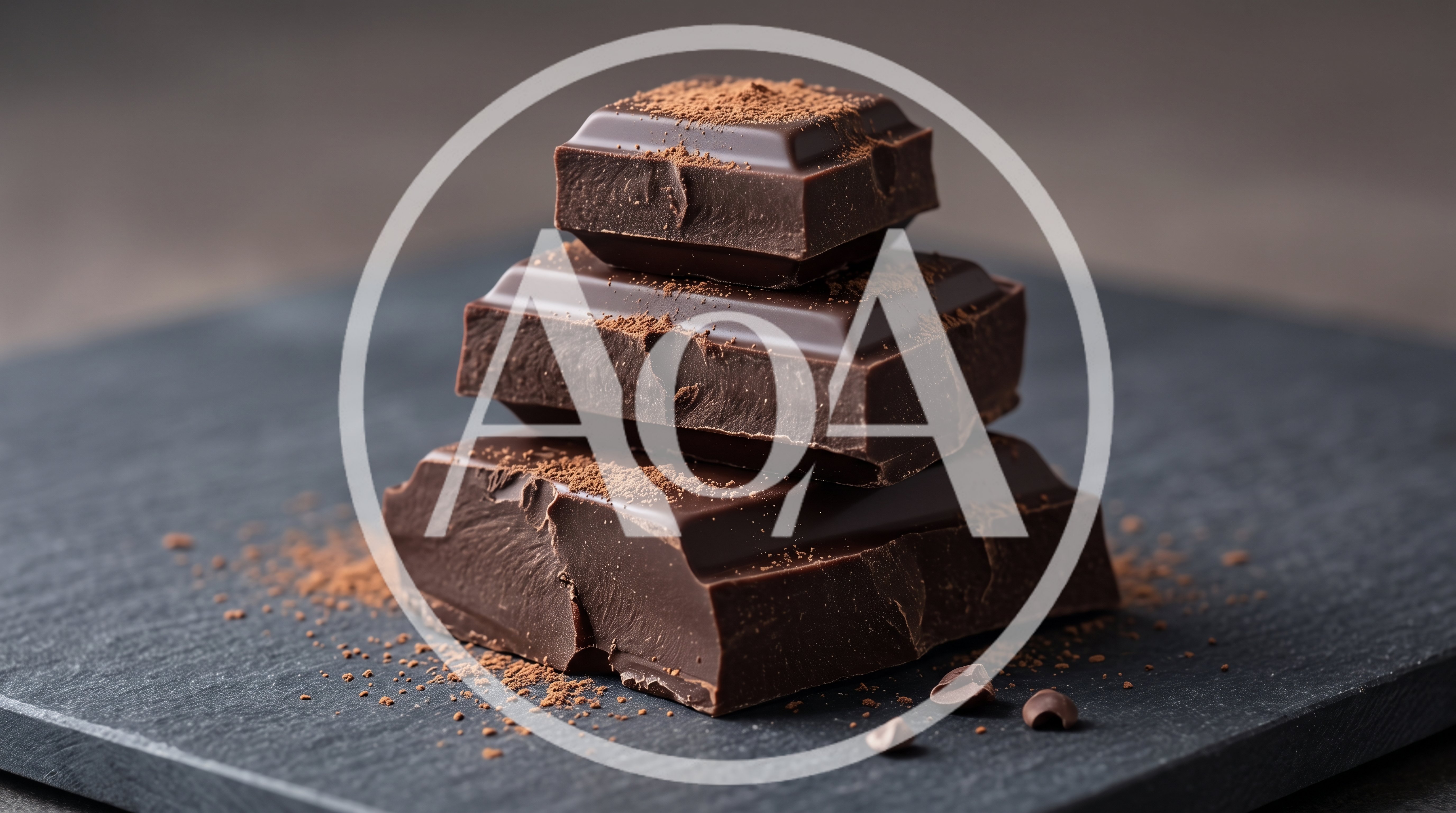 Stacked Dark Chocolate Squares With Cocoa Powder