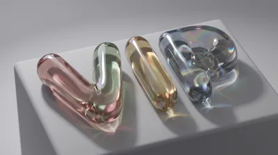 3D Rendered Glass VIP Text On A Pedestal