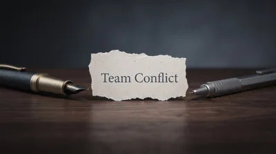 Team Conflict Concept With Torn Paper And Pens