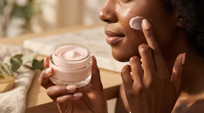 Black Woman Applying Moisturizing Face Cream