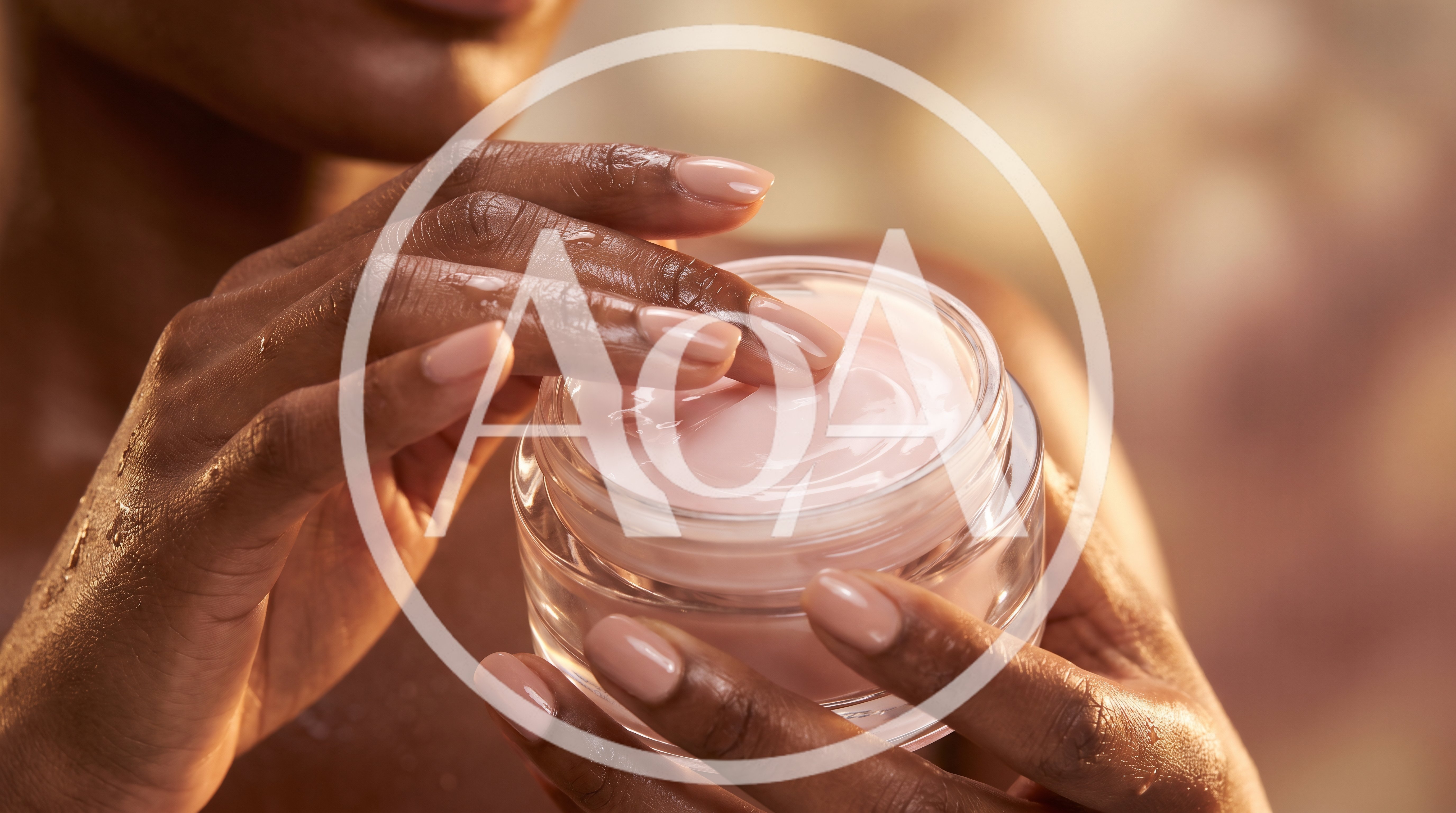 Woman Applying Pink Moisturizing Cream From Glass Jar