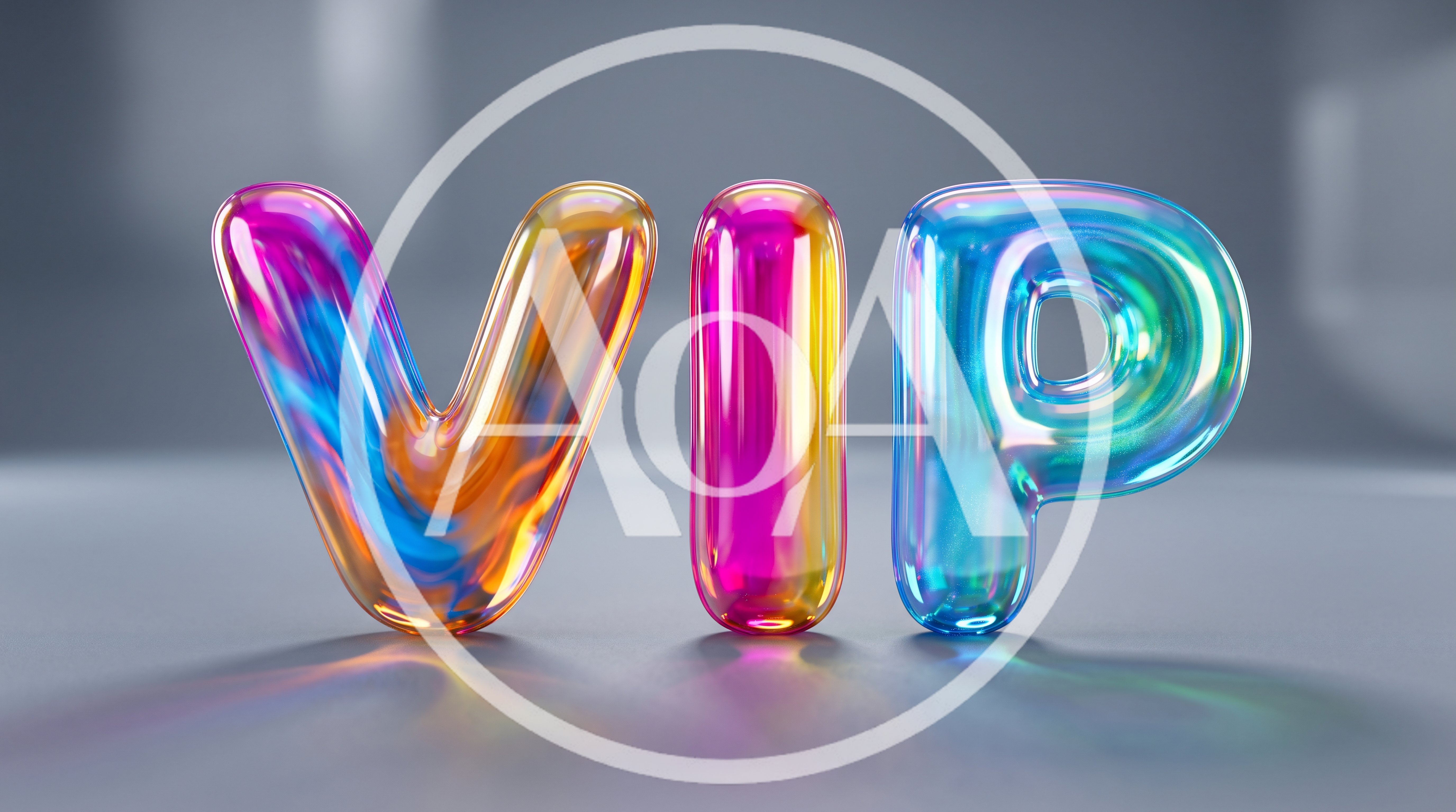 3D Glossy Iridescent VIP Text Render