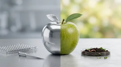 Split Concept Apple Half Metallic And Half Organic
