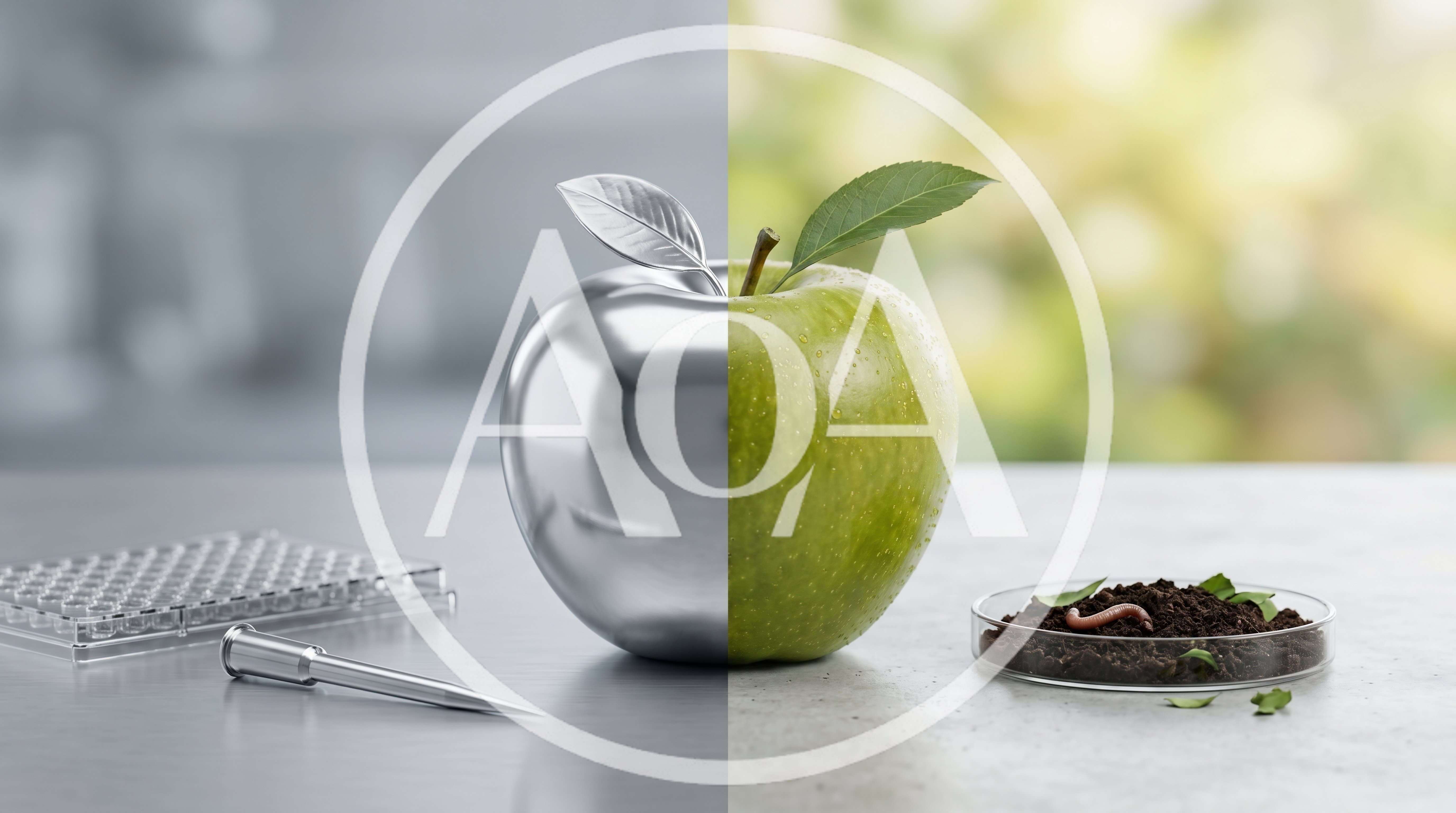 Split Concept Apple Half Metallic And Half Organic