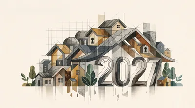 Architectural Sketch Illustration Of Houses With 2027 Text