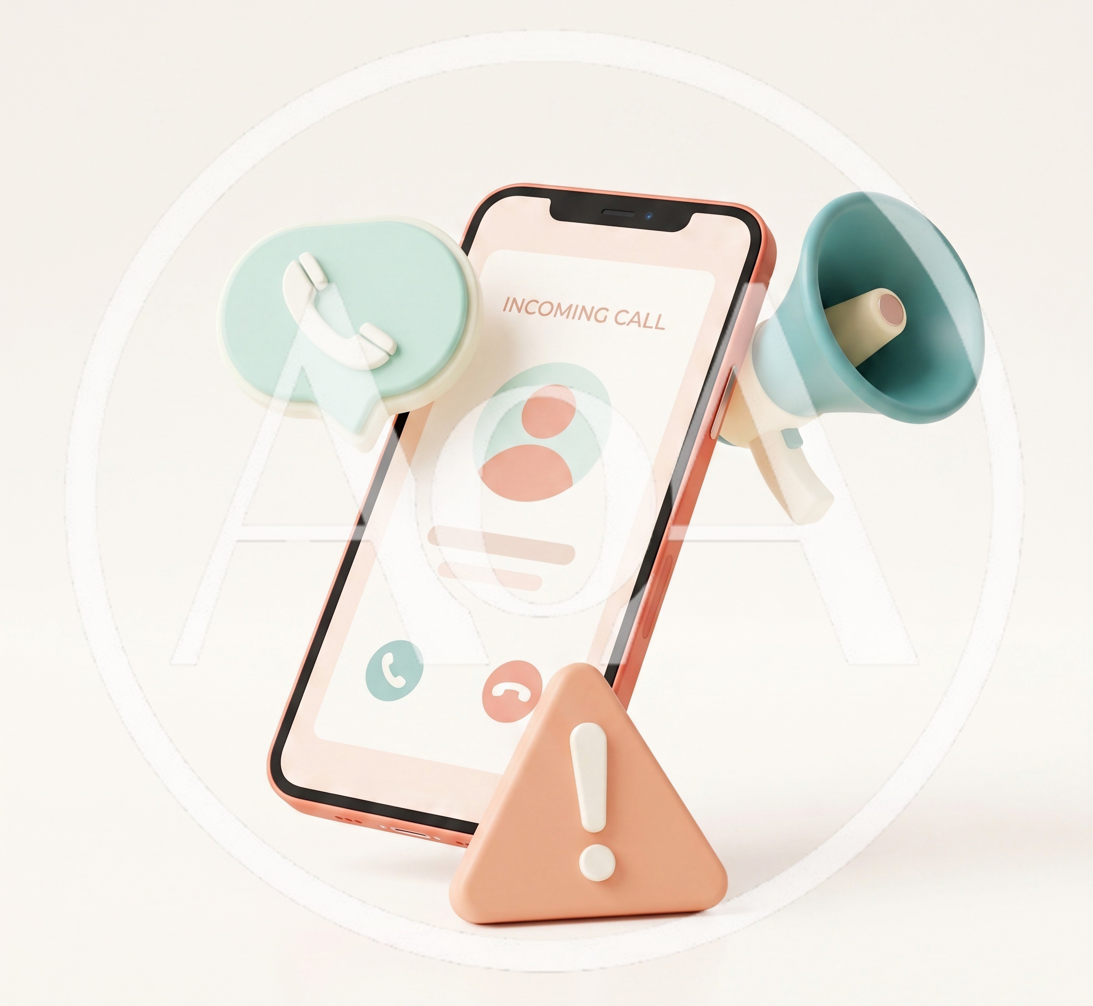 3D Render of Incoming Call Notification on Smartphone