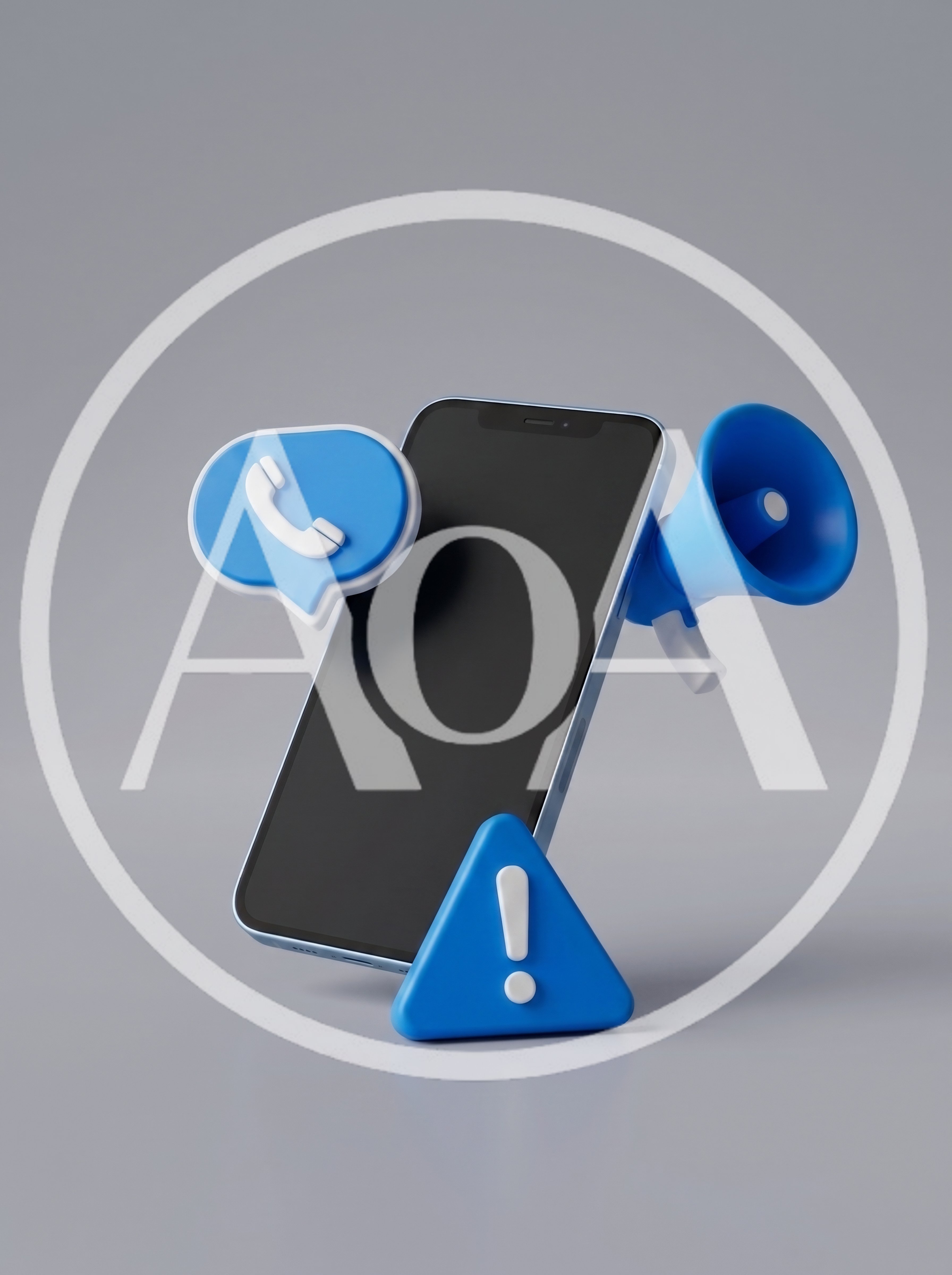 3D Smartphone With Communication Icons And Alert Symbol