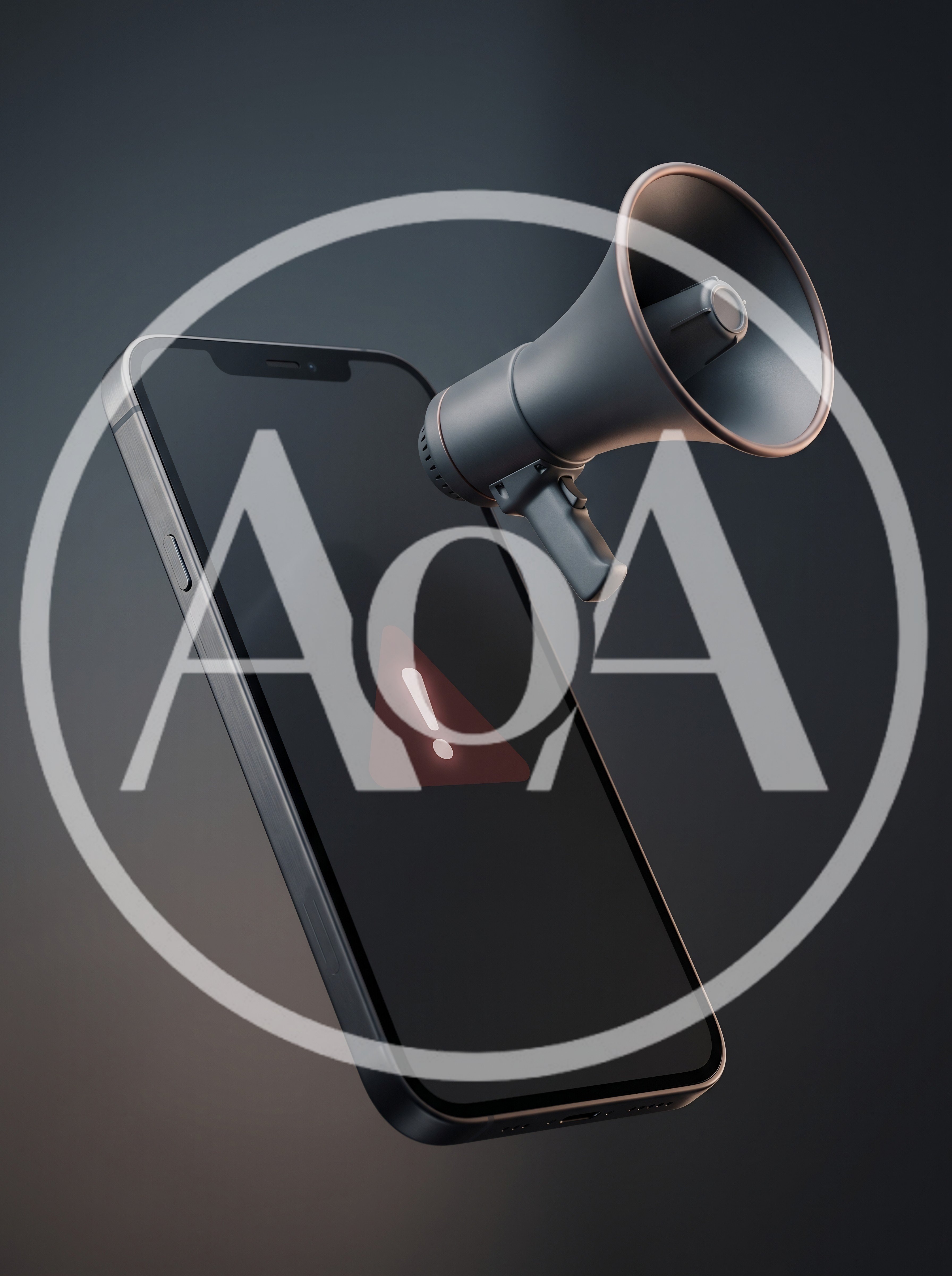 Smartphone With Megaphone And Warning Alert Icon