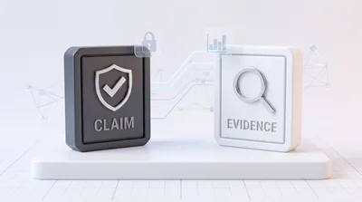 3D Render of Claim and Evidence Concept Icons