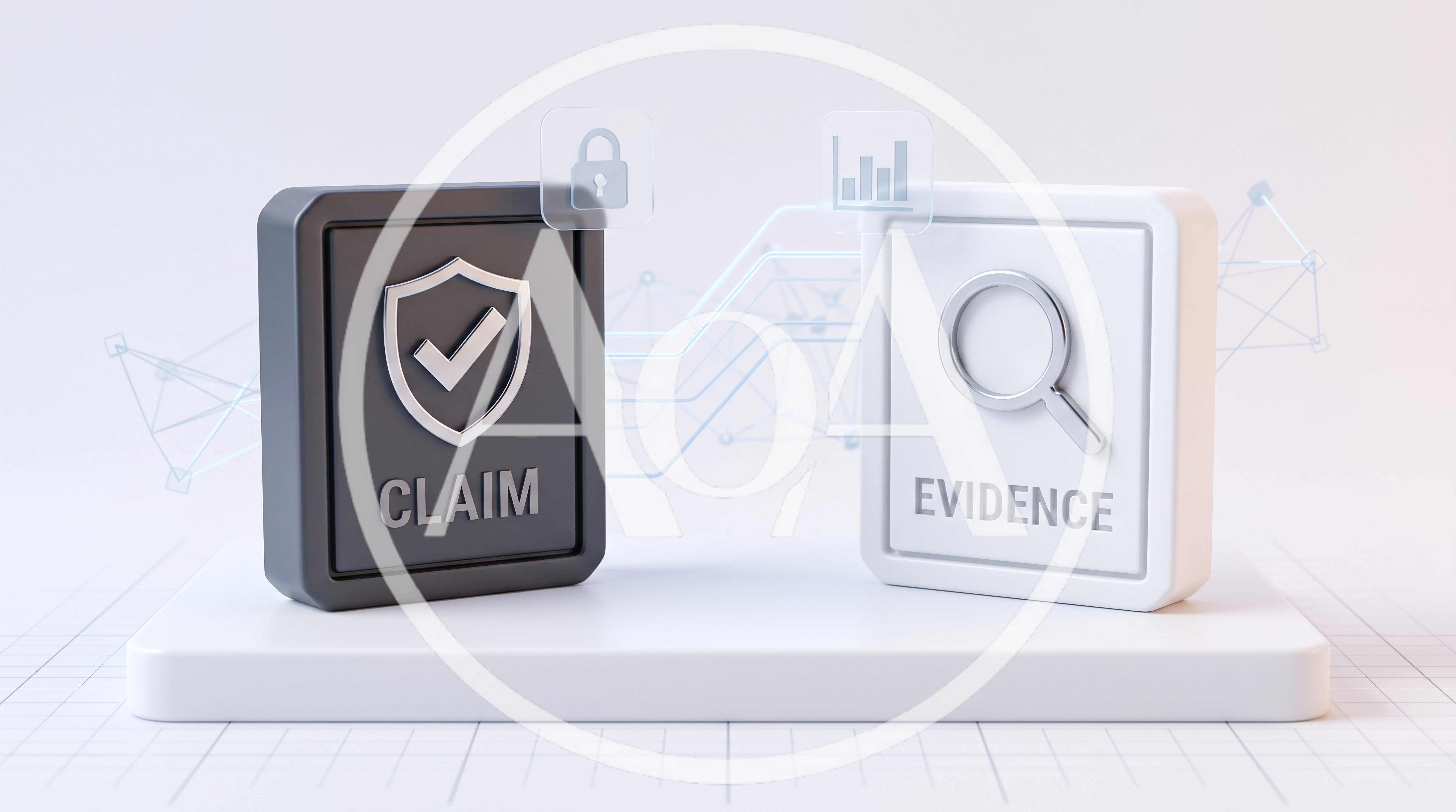 3D Render of Claim and Evidence Concept Icons
