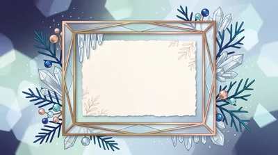 Winter Holiday Frame With Crystals And Pine Branches